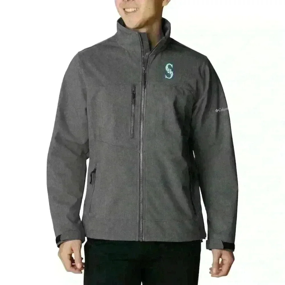 Columbia Mens Ascender Softshell Full Zip Jacket Graphite Seattle Mariners XL